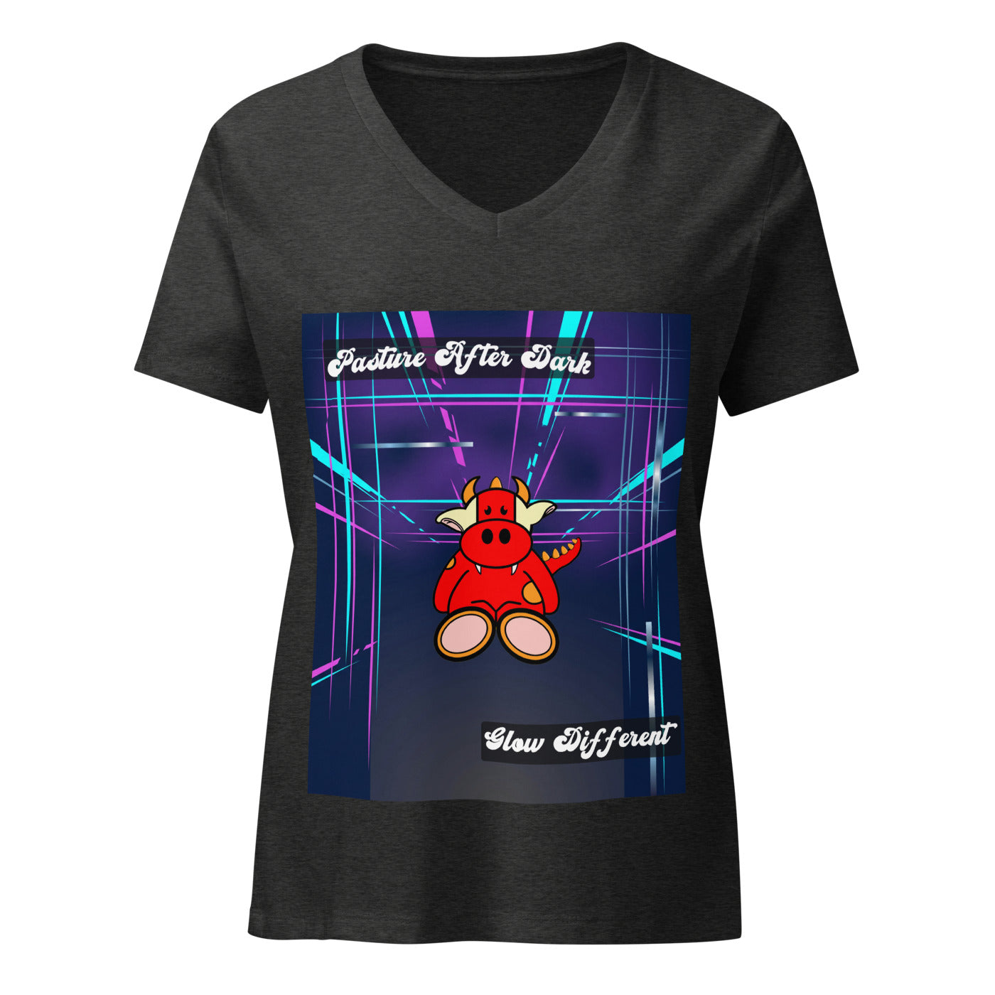 Pocket Cows Women's Relaxed V-Neck T-Shirt — Design 273