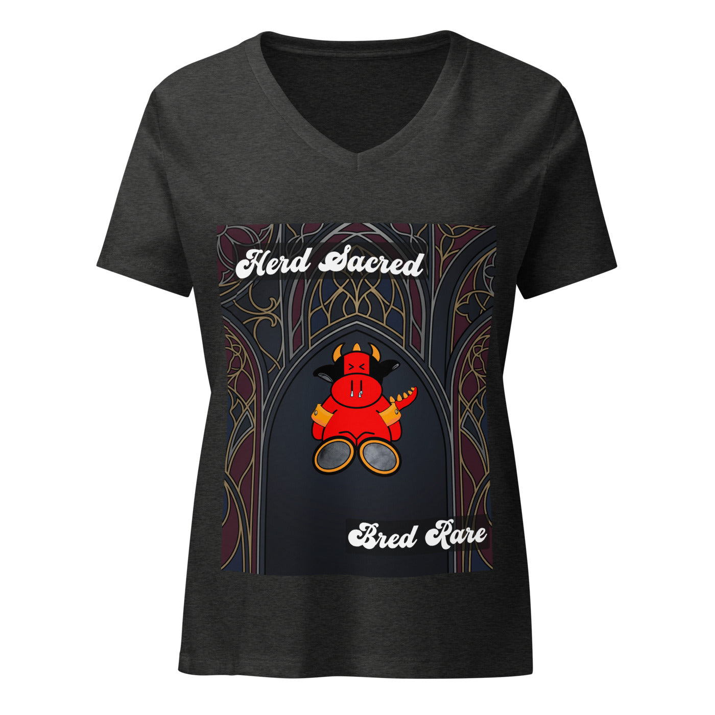 Pocket Cows Women's Relaxed V-Neck T-Shirt — Design 267