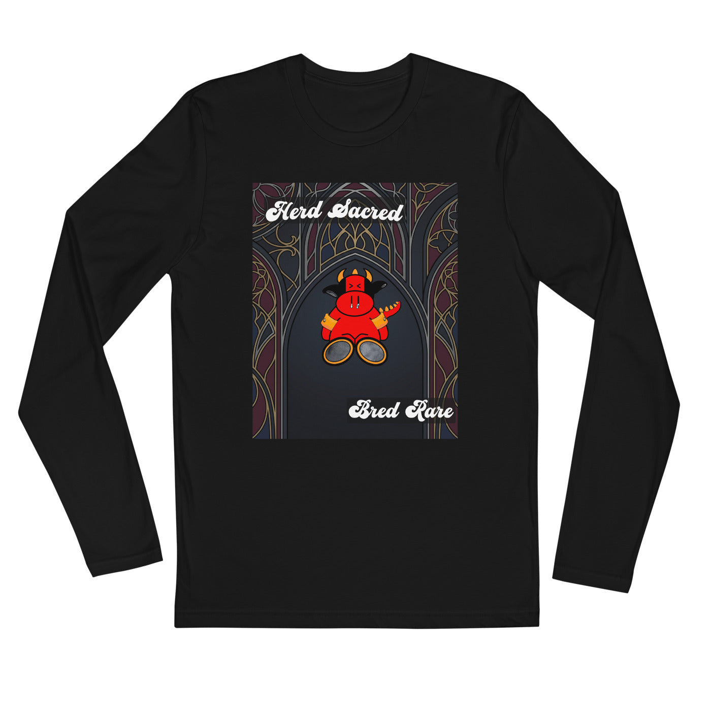 Pocket Cows Men's Fitted Long Sleeve Shirt — Design 267