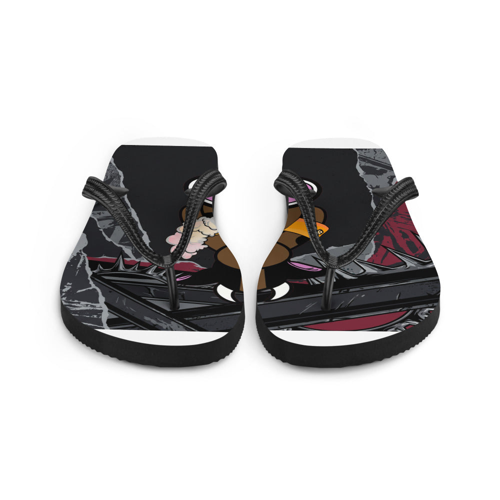 Pocket Cows Sublimation Flip Flops — No Bull Left — Design 778
