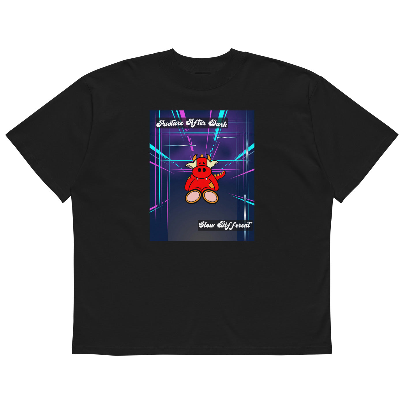 Pocket Cows Unisex Organic Oversized High Neck Blaster 2.0 T-Shirt — Design 273