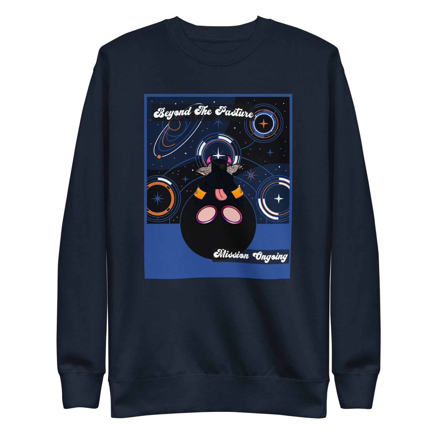Pocket Cows Crewneck — Orbit The Herd — Design 71