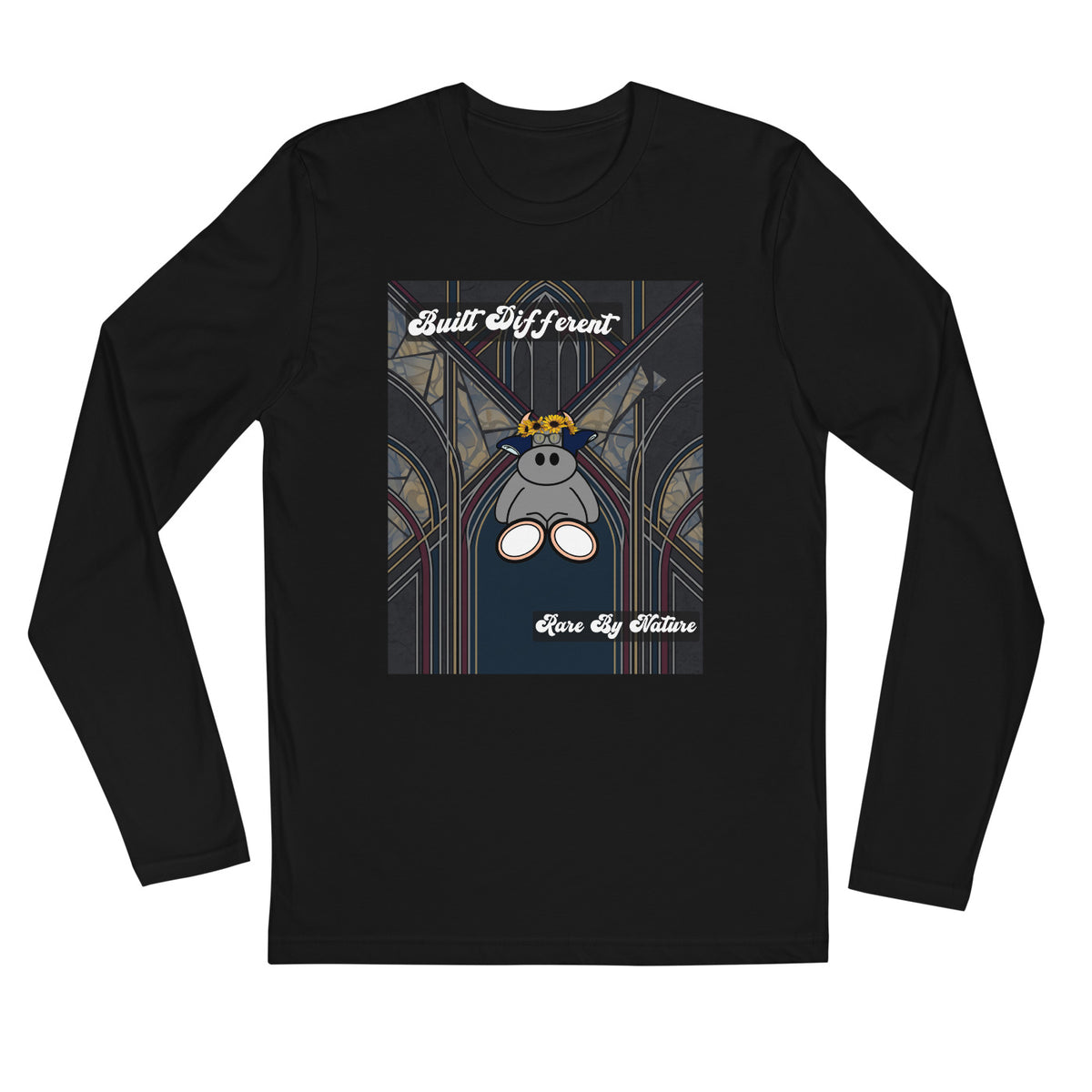 Pocket Cows Men's Fitted Long Sleeve Shirt — Design 269