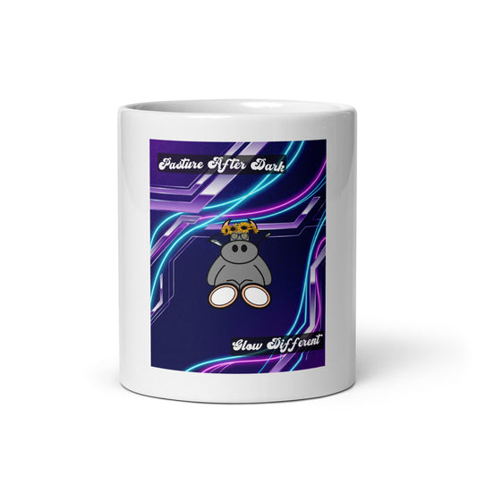 Pocket Cows White Glossy Mug — After Hours — Design 251
