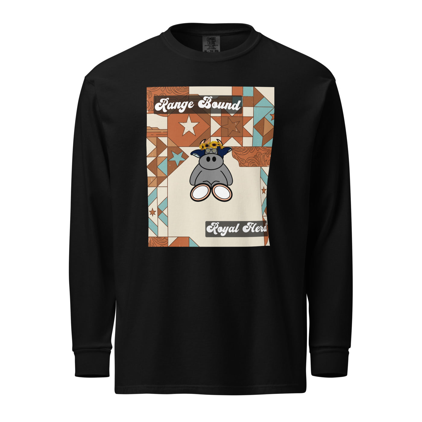 Pocket Cows Unisex Garment-Dyed Heavyweight Long Sleeve Shirt — Design 258