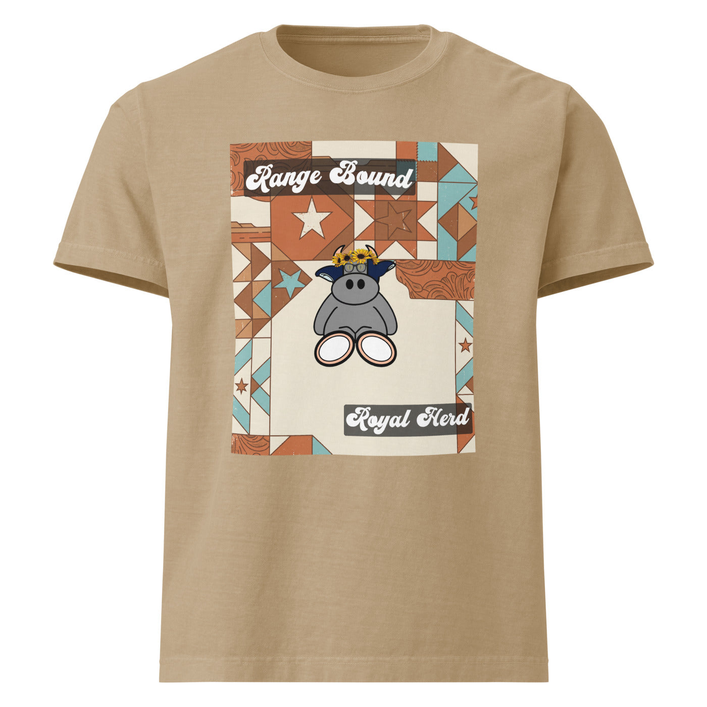 Pocket Cows Unisex Heavyweight Garment Dye Tee — Design 258