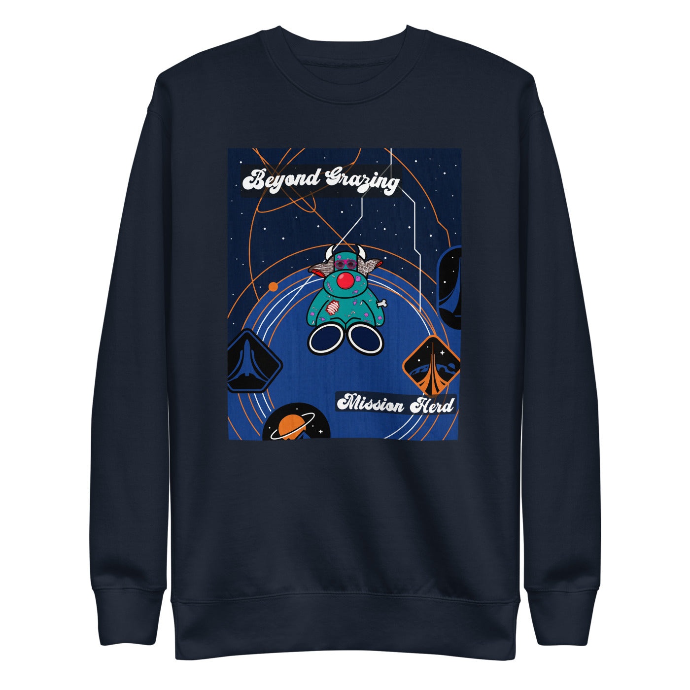 Pocket Cows Crewneck — Orbit The Herd — Design 798