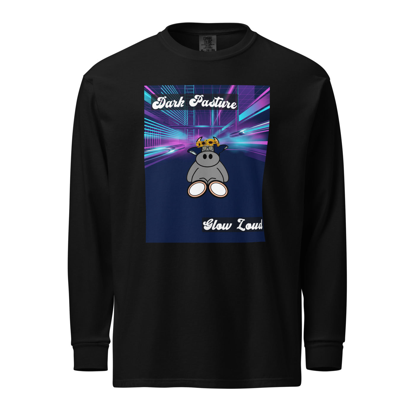 Pocket Cows Unisex Garment-Dyed Heavyweight Long Sleeve Shirt — Design 255