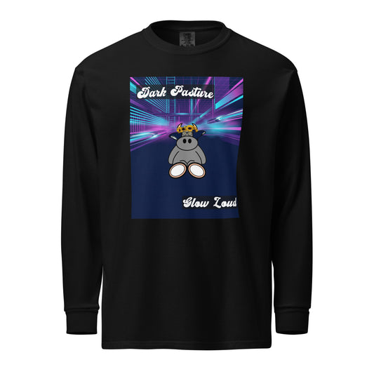 Pocket Cows Unisex Garment-Dyed Heavyweight Long Sleeve Shirt — Design 255