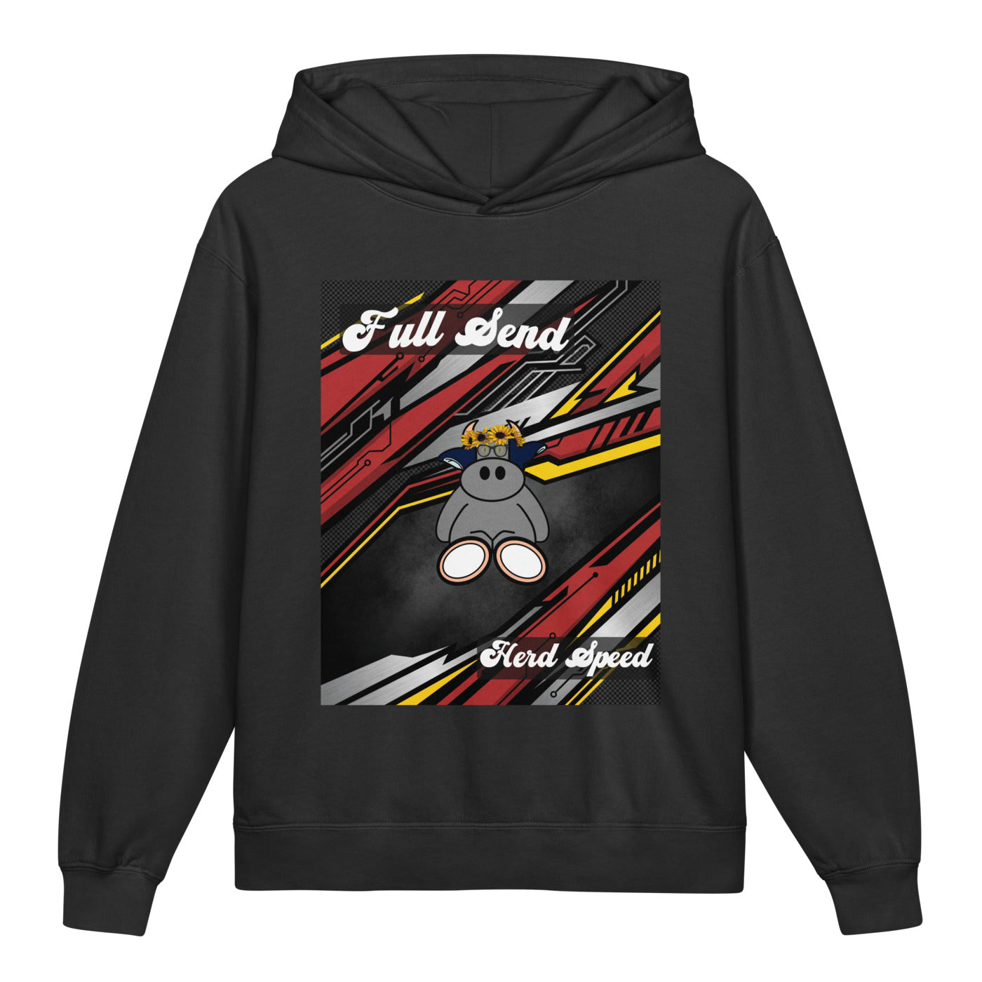 Pocket Cows Youth Garment-Dyed Lightweight Hooded Sweatshirt — Design 265