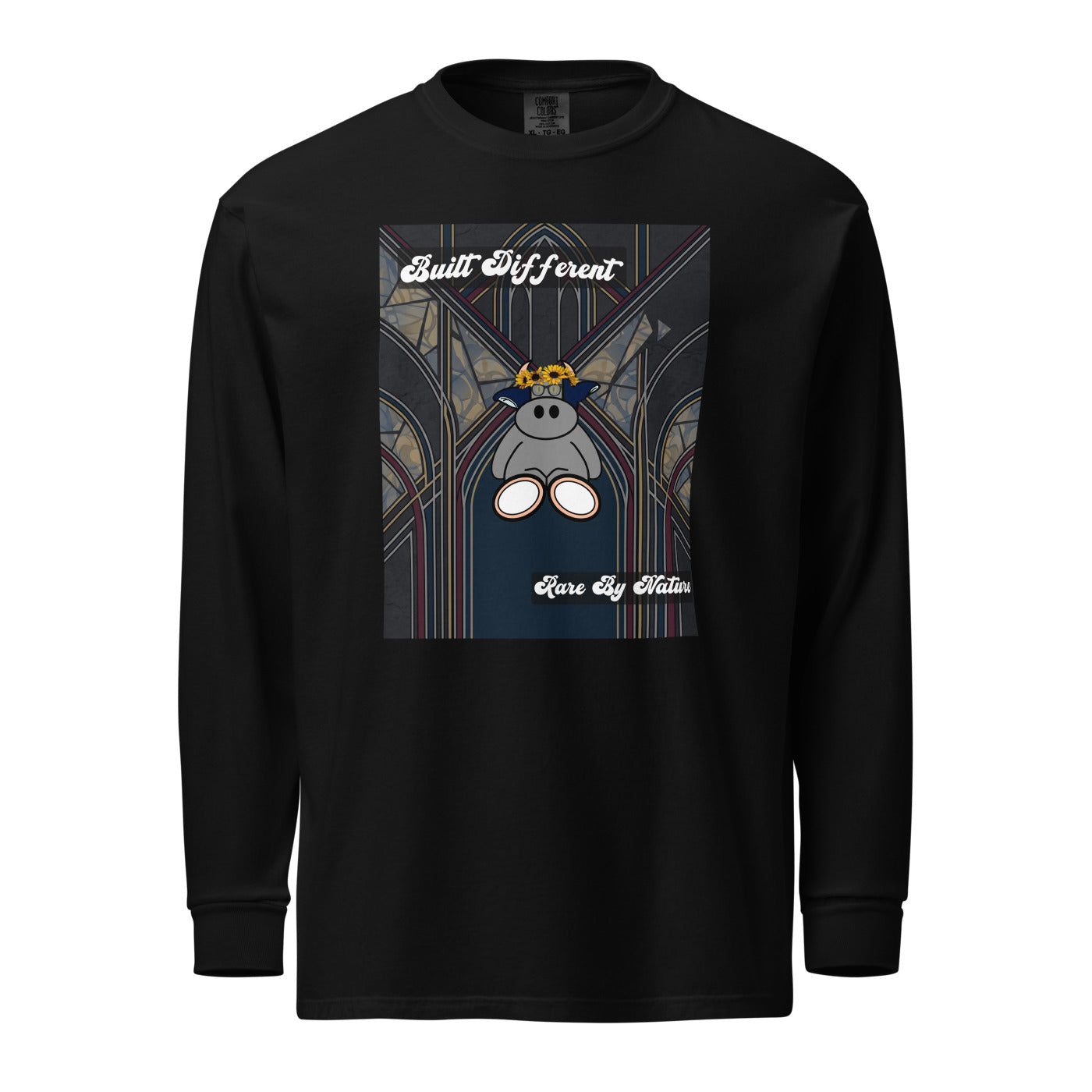 Pocket Cows Unisex Garment-Dyed Heavyweight Long Sleeve Shirt — Design 269