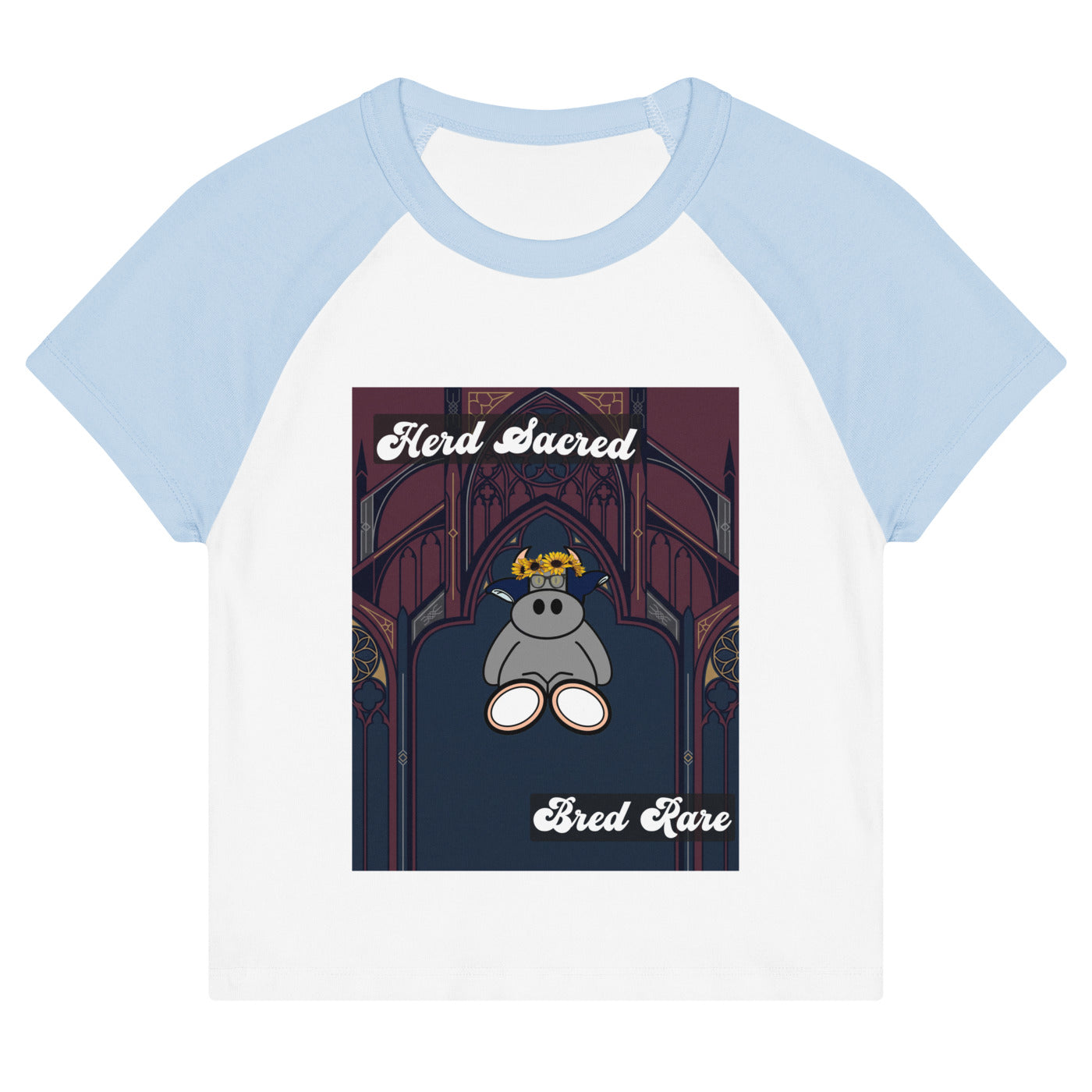 Pocket Cows Women's Micro Rib Raglan Baby Tee — Design 271