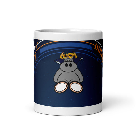 Pocket Cows White Glossy Mug — Orbit The Herd — Design 283