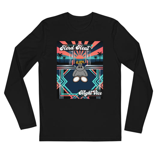 Pocket Cows Men's Fitted Long Sleeve Shirt — Design 281