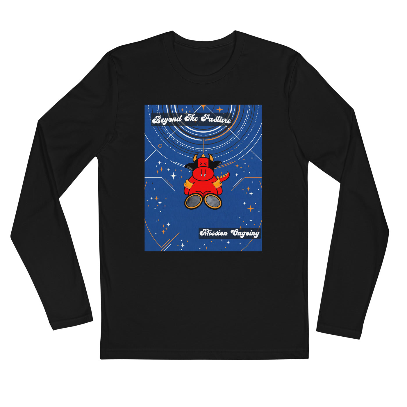 Pocket Cows Men's Fitted Long Sleeve Shirt — Design 278