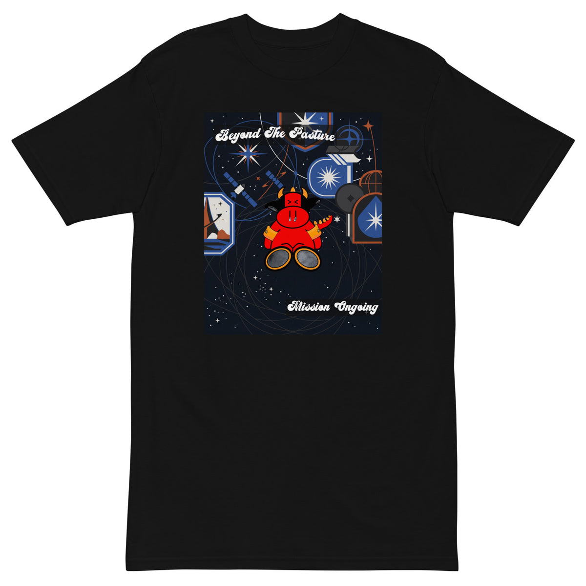 Pocket Cows Heavyweight Tee — Orbit The Herd — Design 23 — alternate view