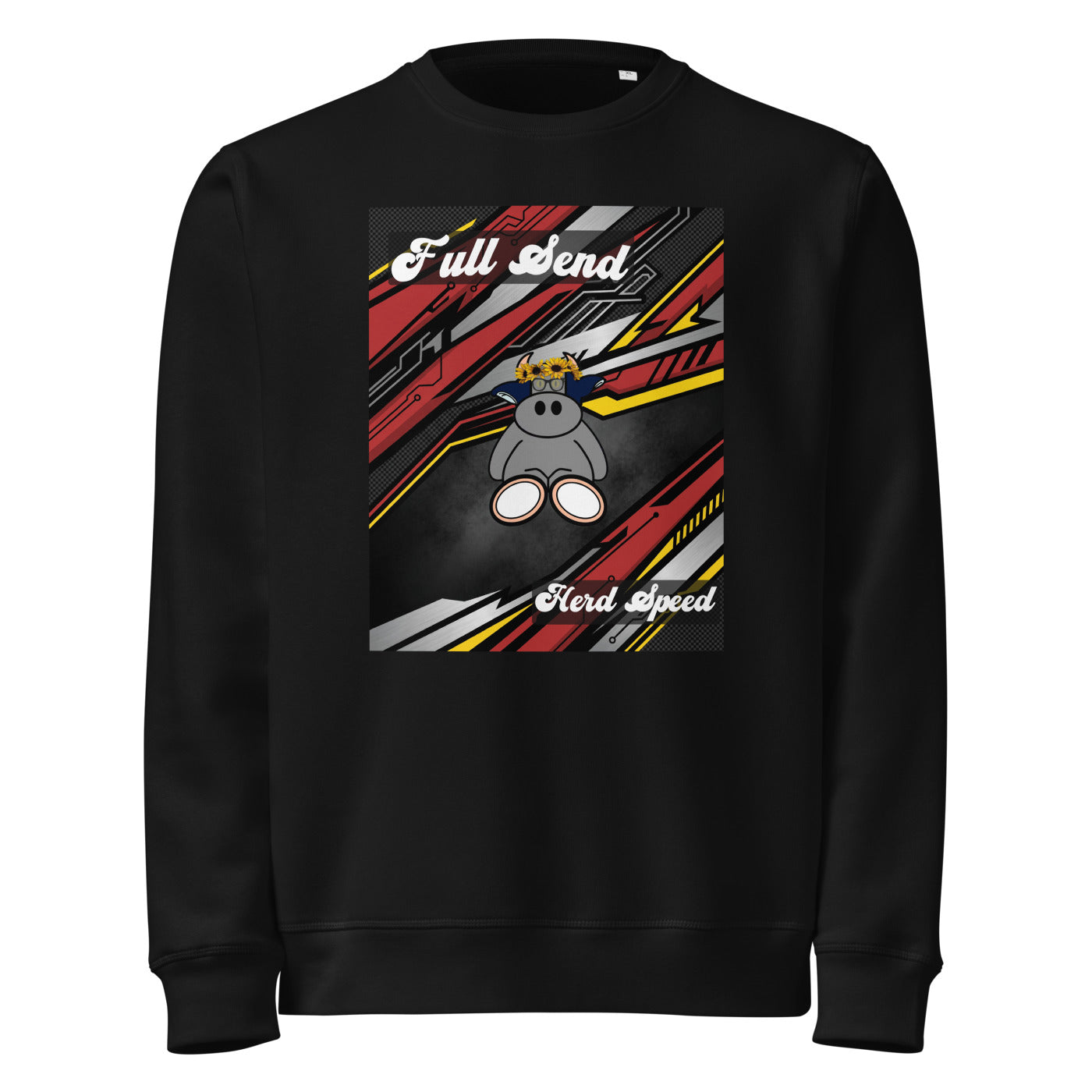 Pocket Cows Unisex Organic Mid-Weight Roller Sweatshirt — Design 265