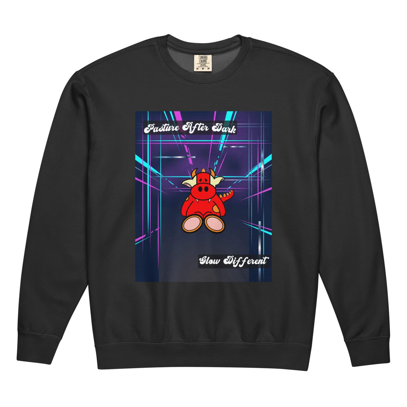 Pocket Cows Unisex Garment-Dyed Lightweight Fleece Crewneck Sweatshirt I Comfort Colors — After Hours — Design 273