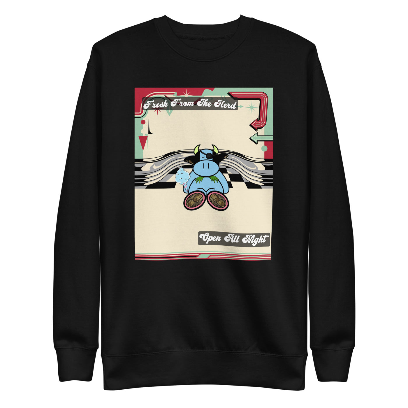 Pocket Cows Crewneck — Always Fresh — Design 88