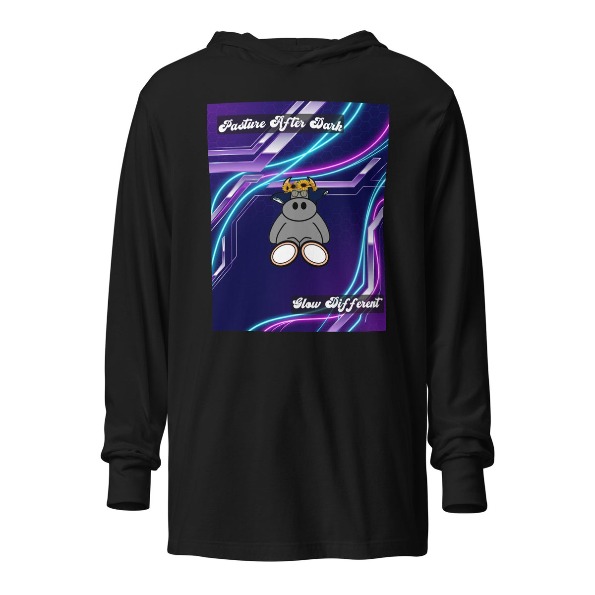 Pocket Cows Unisex Hooded Long Sleeve Tee — Design 251