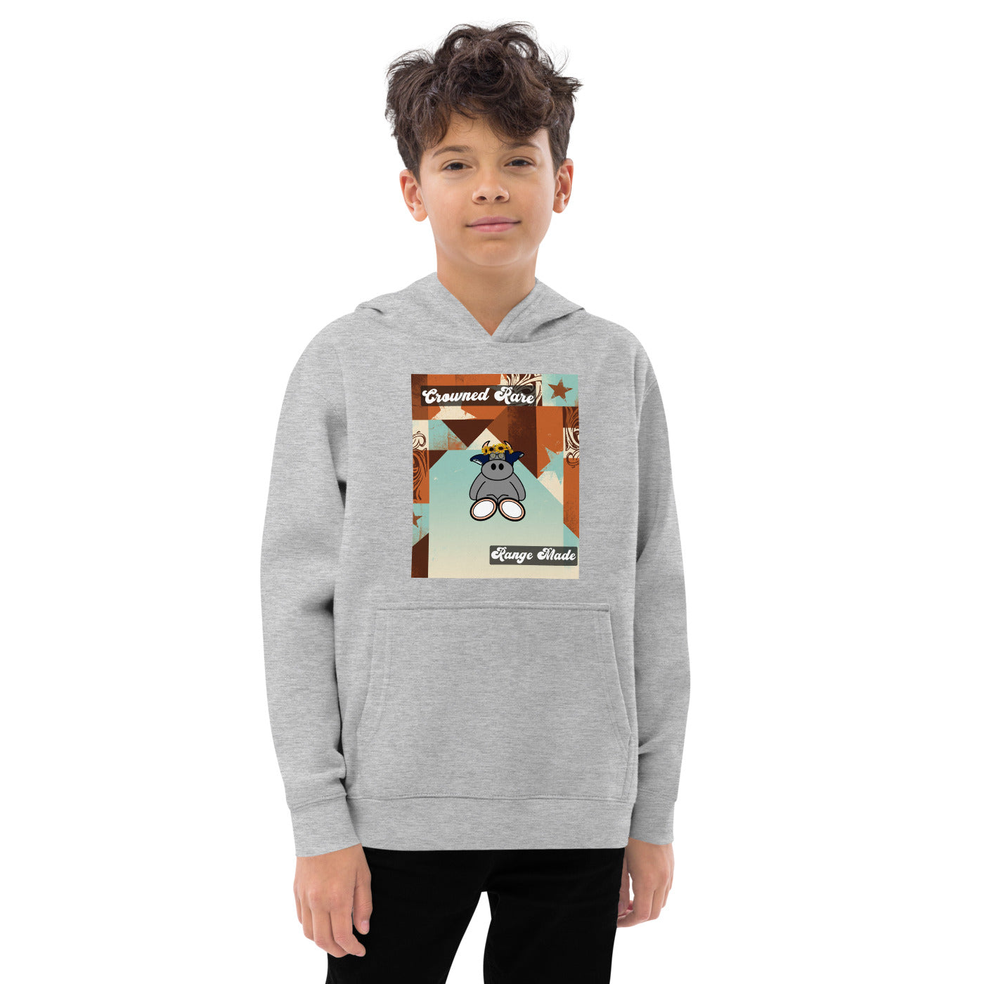 Pocket Cows Kids Fleece Hoodie — Design 260