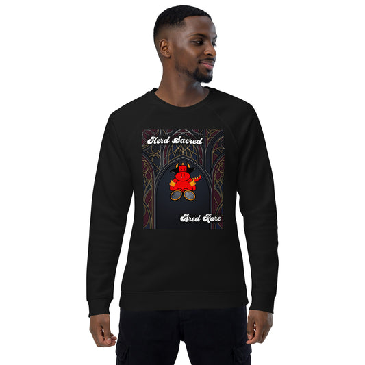 Pocket Cows Unisex Organic Raglan Sweatshirt — Design 267