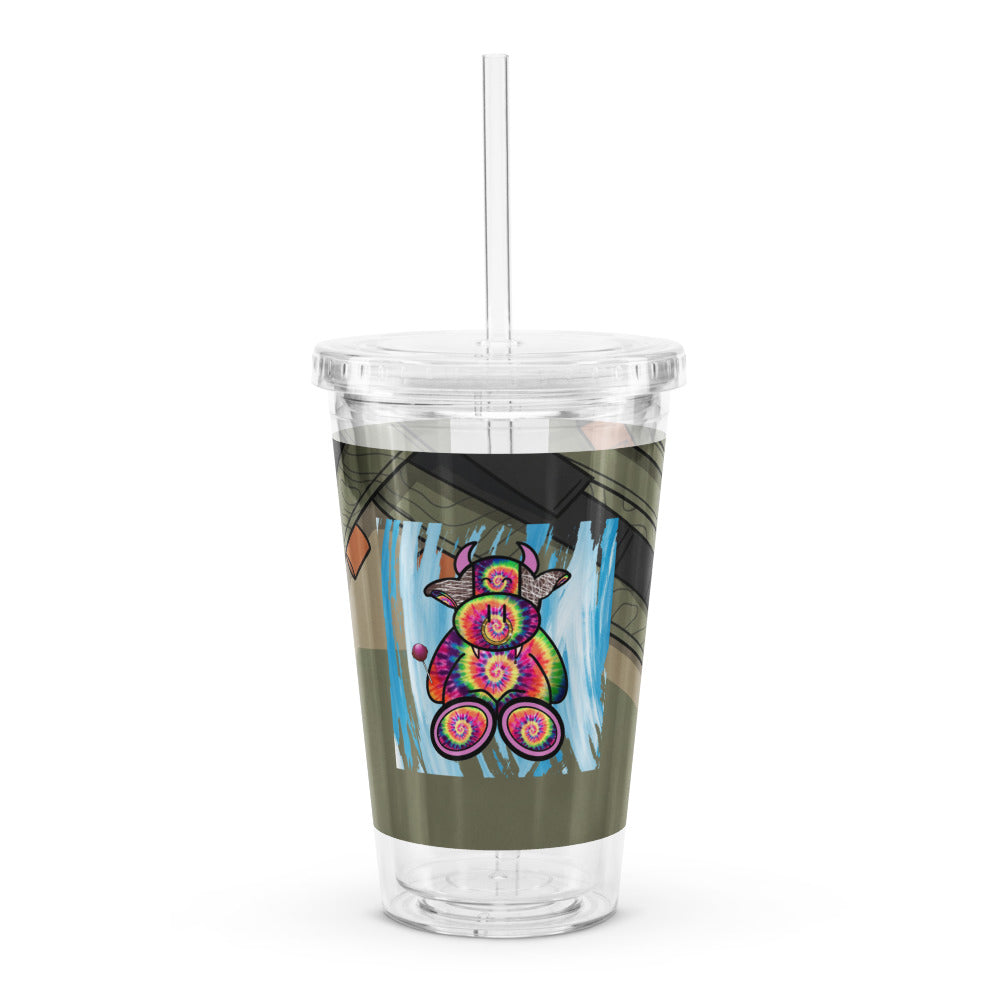 Pocket Cows Double Wall Clear Plastic Tumbler (16 oz) — Built To Roam — Design 719