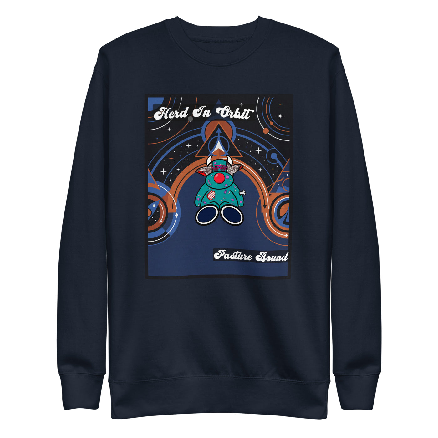 Pocket Cows crewneck — Orbit The Herd — Design 797