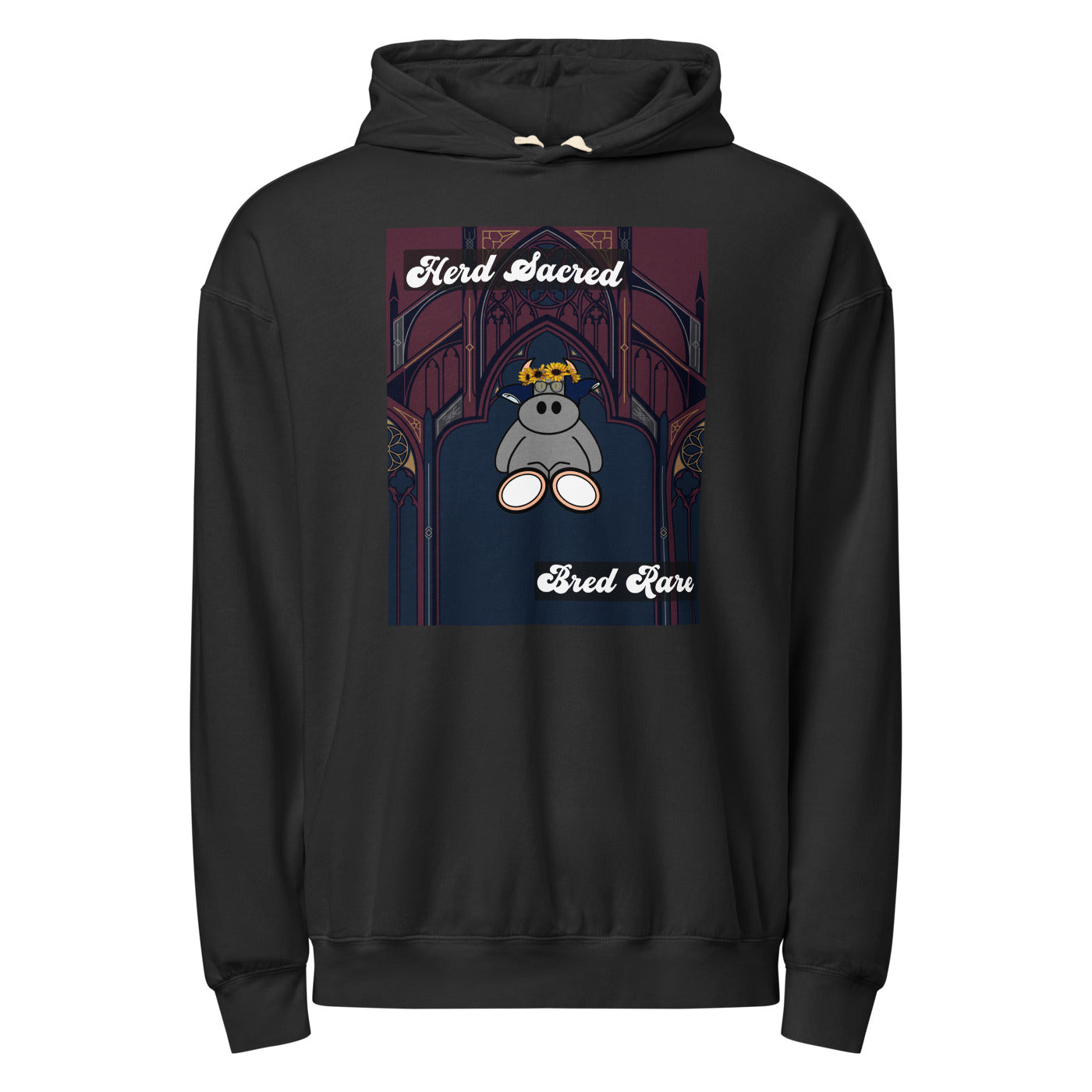 Pocket Cows Unisex Garment-Dyed Lightweight Fleece Hooded Sweatshirt I Comfort Colors — Sacred Herd — Design 271