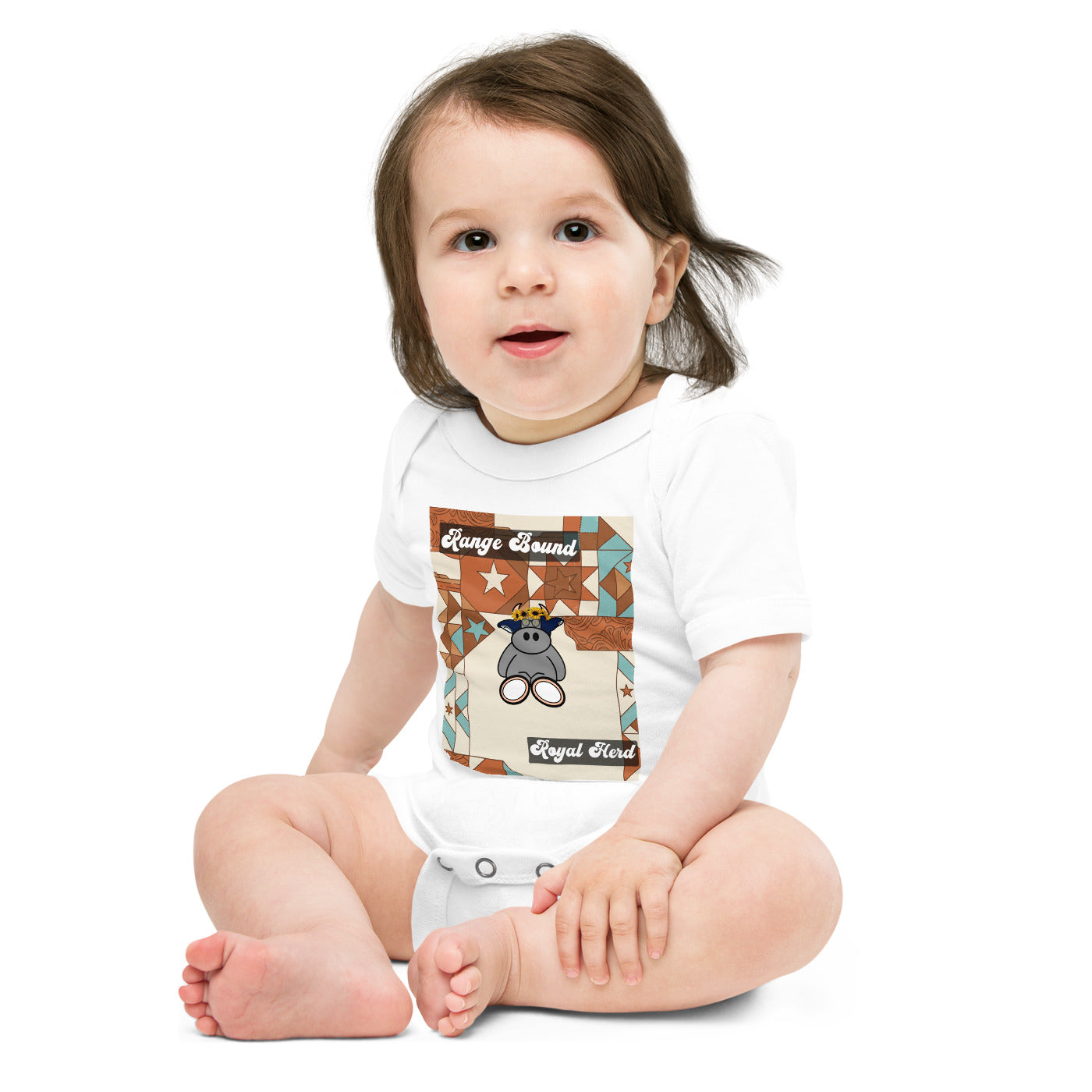 Pocket Cows Baby Short Sleeve One Piece — Design 258