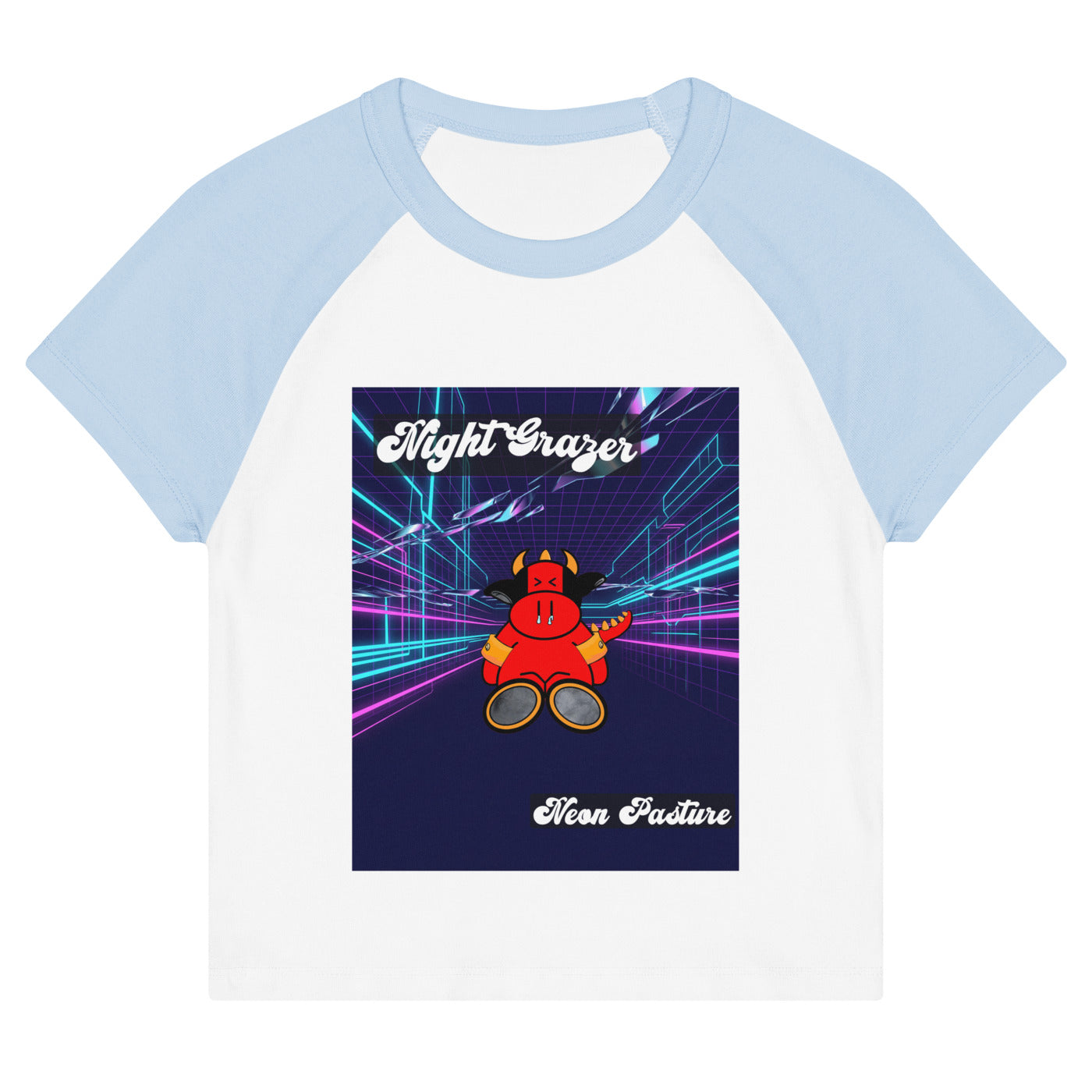 Pocket Cows Women's Micro Rib Raglan Baby Tee — Design 250