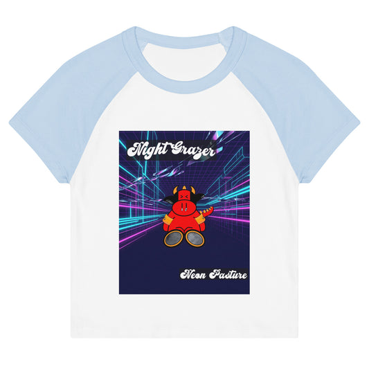 Pocket Cows Women's Micro Rib Raglan Baby Tee — Design 250