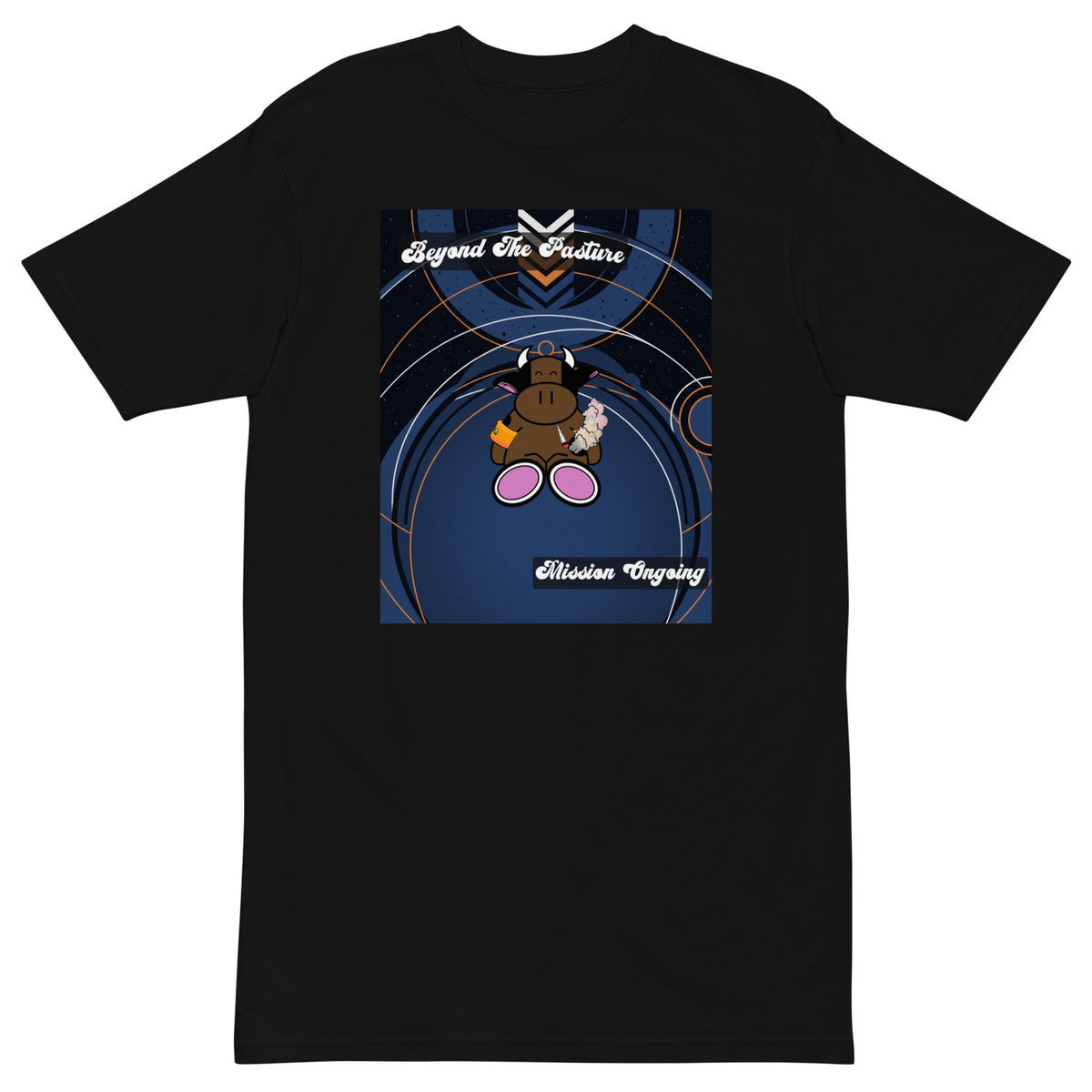 Pocket Cows Heavyweight Tee — Orbit The Herd — Design 192 — alternate view
