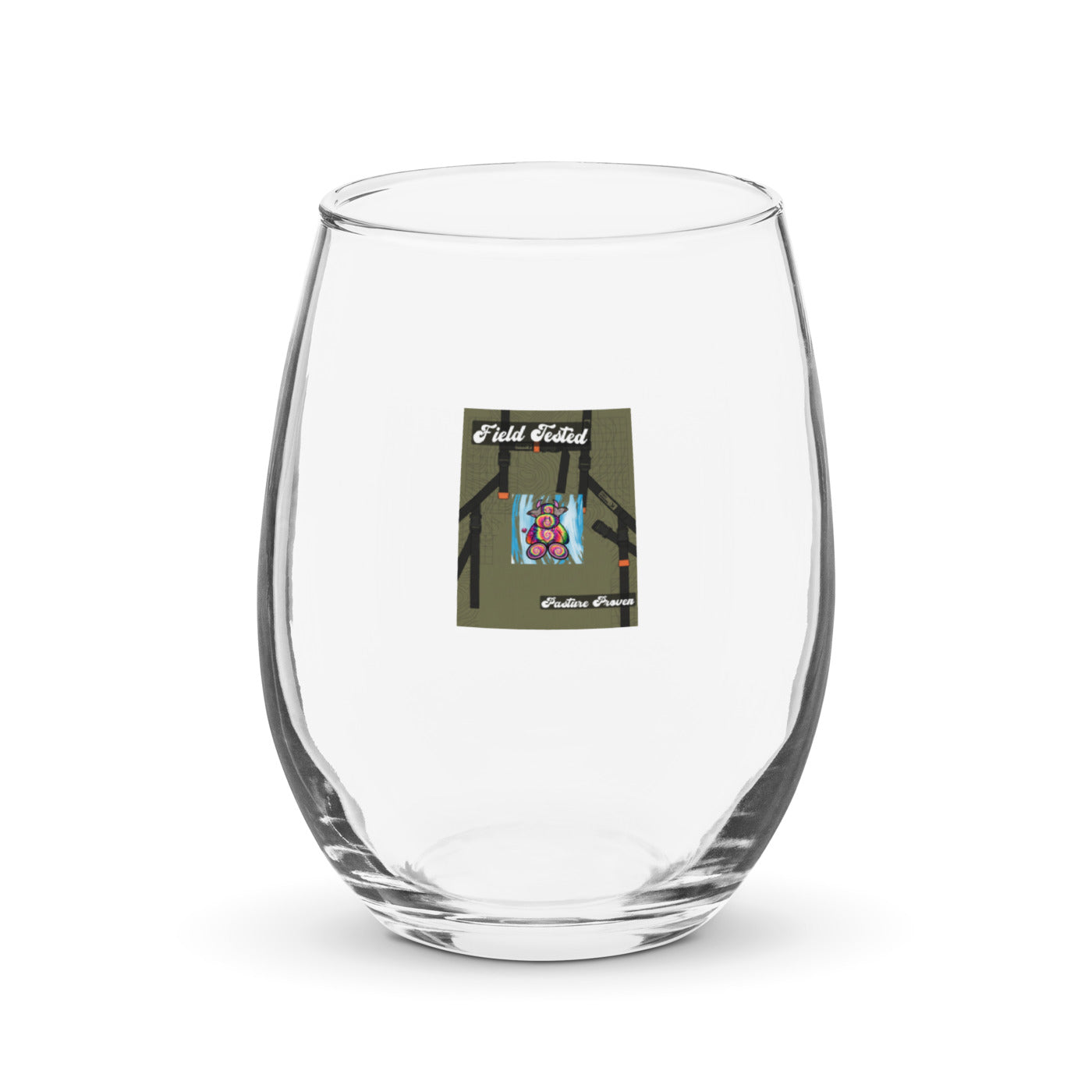 Pocket Cows Stemless Wine Glass (15 oz) — Built To Roam — Design 717