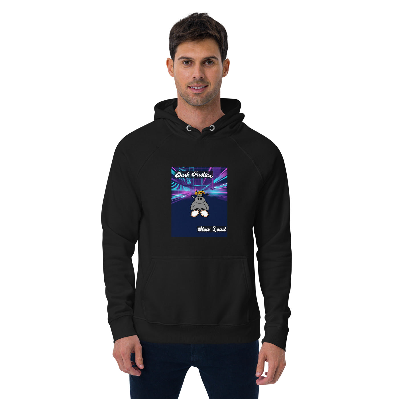 Pocket Cows Unisex Eco Raglan Hoodie — Design 255