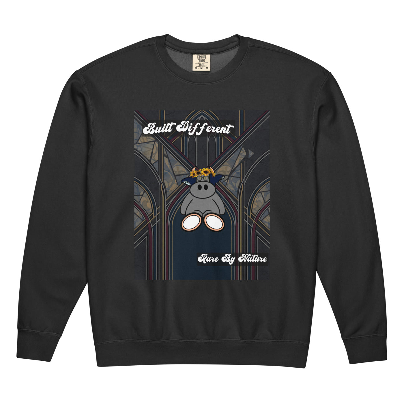 Pocket Cows Unisex Garment-Dyed Lightweight Fleece Crewneck Sweatshirt I Comfort Colors — Sacred Herd — Design 269