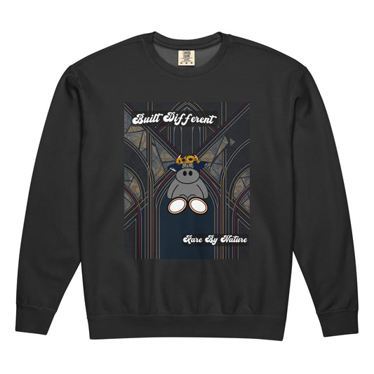 Pocket Cows Unisex Garment-Dyed Lightweight Fleece Crewneck Sweatshirt I Comfort Colors — Sacred Herd — Design 269