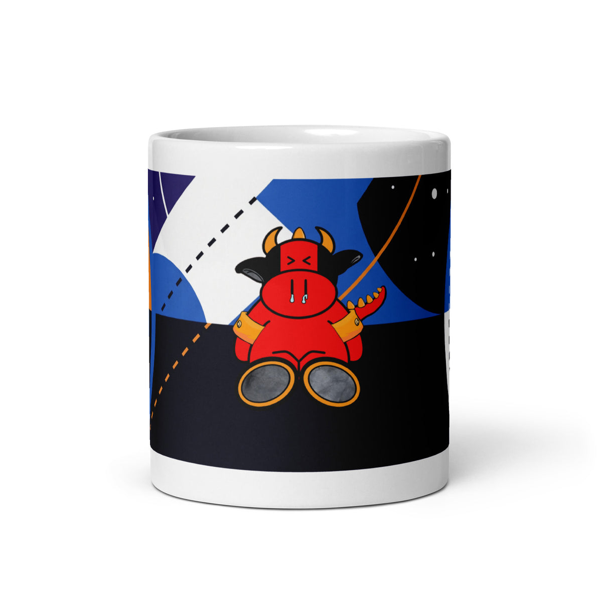 Pocket Cows White Glossy Mug — Orbit The Herd — Design 280