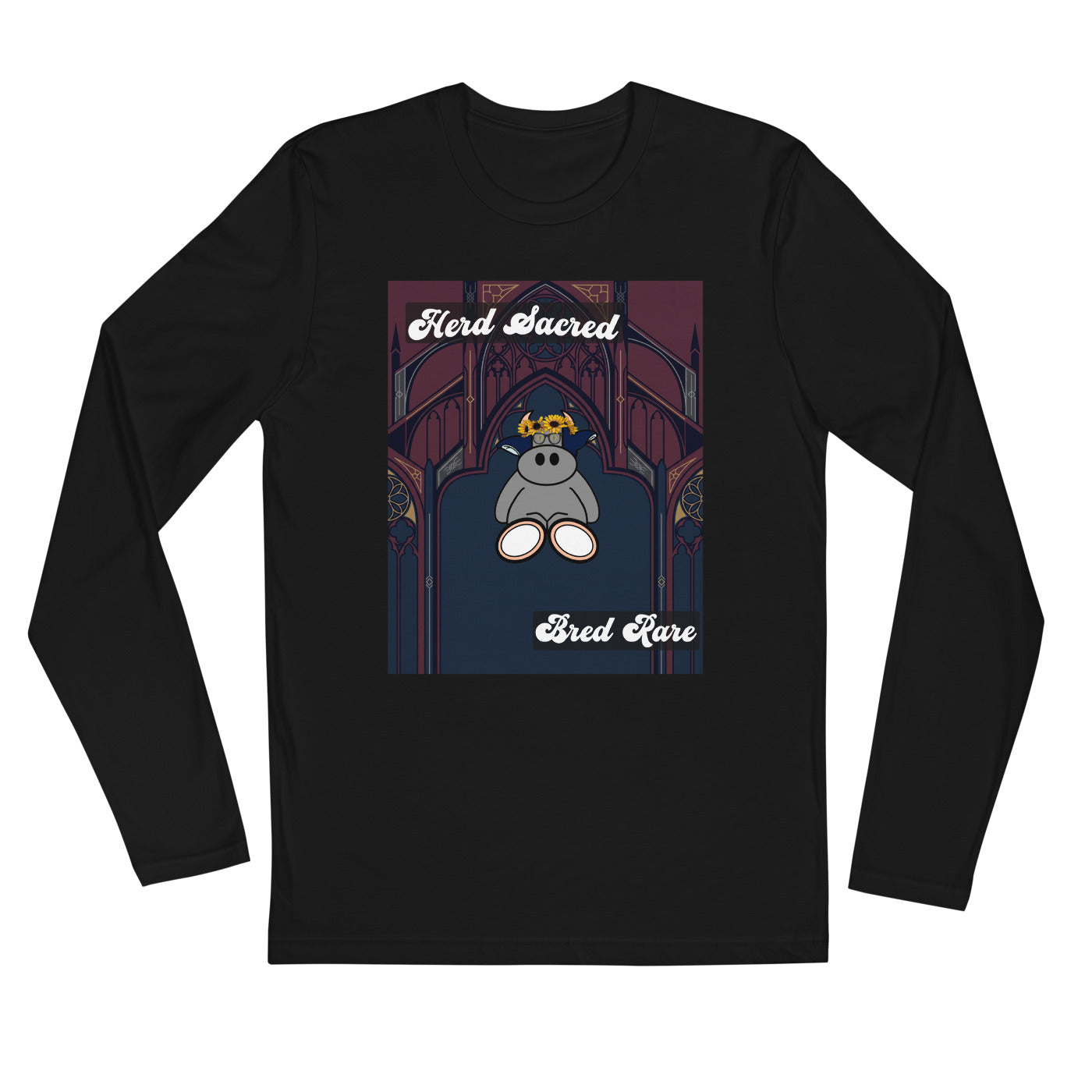 Pocket Cows Men's Fitted Long Sleeve Shirt — Design 271