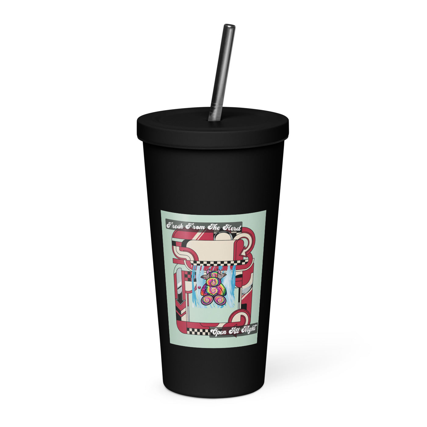 Pocket Cows Insulated Tumbler with a Straw — Always Fresh — Design 713