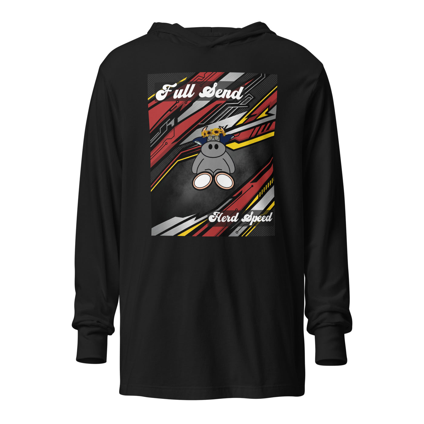 Pocket Cows Unisex Hooded Long Sleeve Tee — Design 265