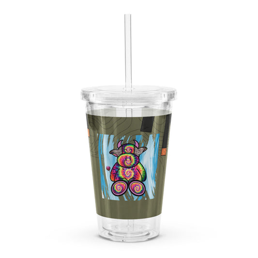 Pocket Cows Double Wall Clear Plastic Tumbler (16 oz) — Built To Roam — Design 717