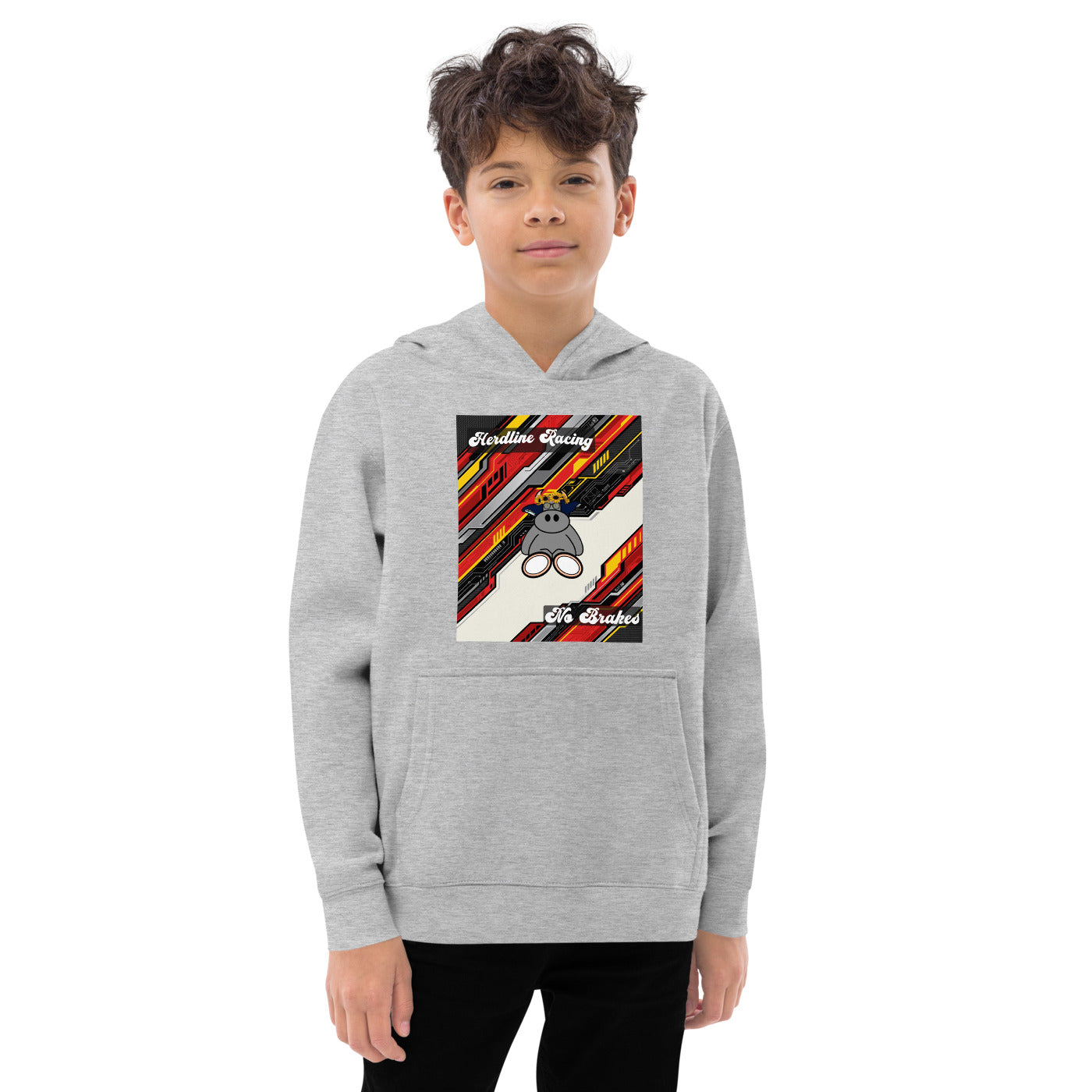Pocket Cows Kids Fleece Hoodie — Design 263