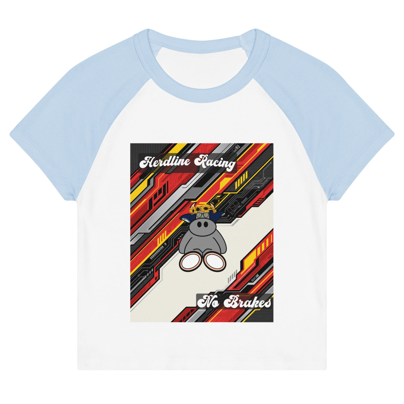 Pocket Cows Women's Micro Rib Raglan Baby Tee — Design 263