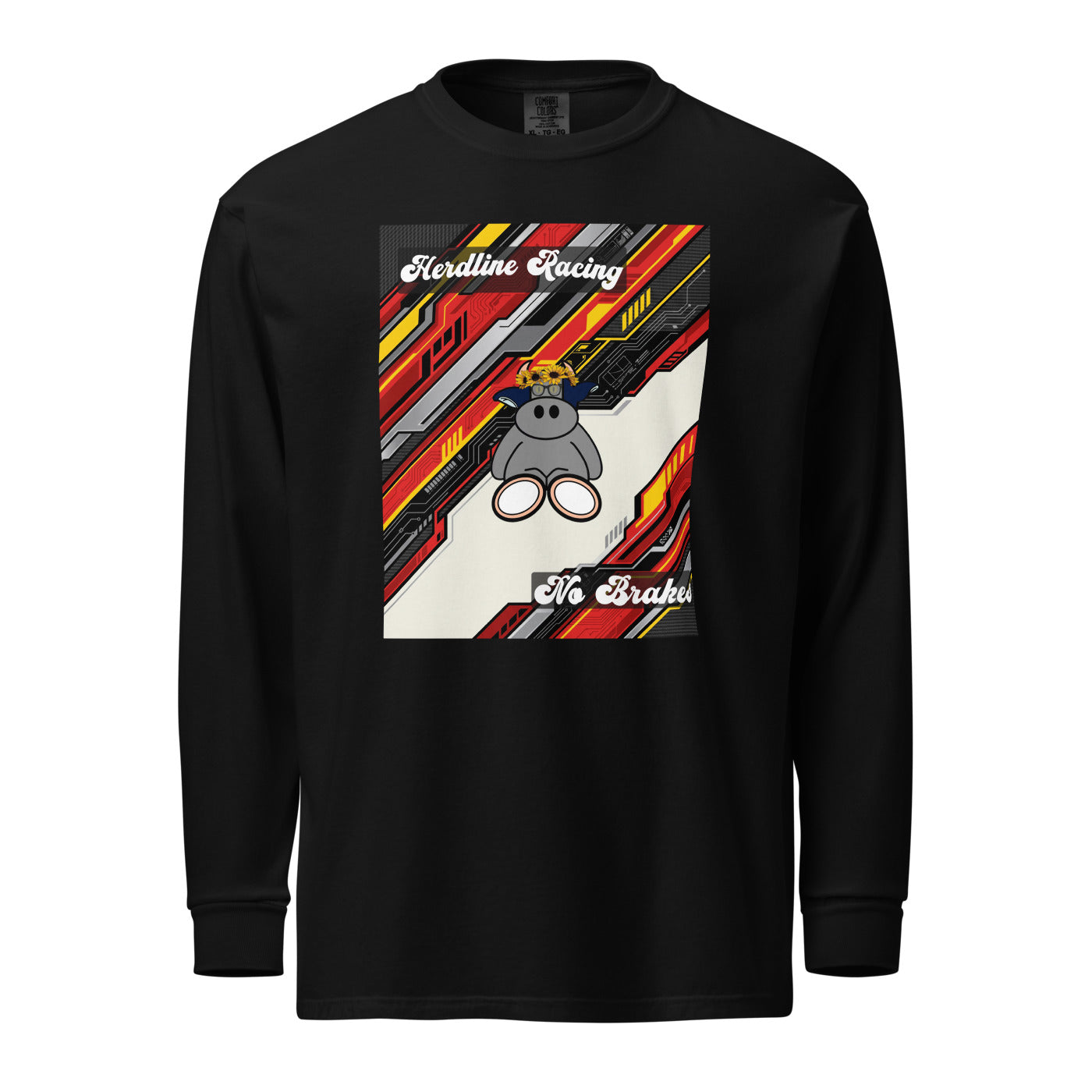 Pocket Cows Unisex Garment-Dyed Heavyweight Long Sleeve Shirt — Design 263