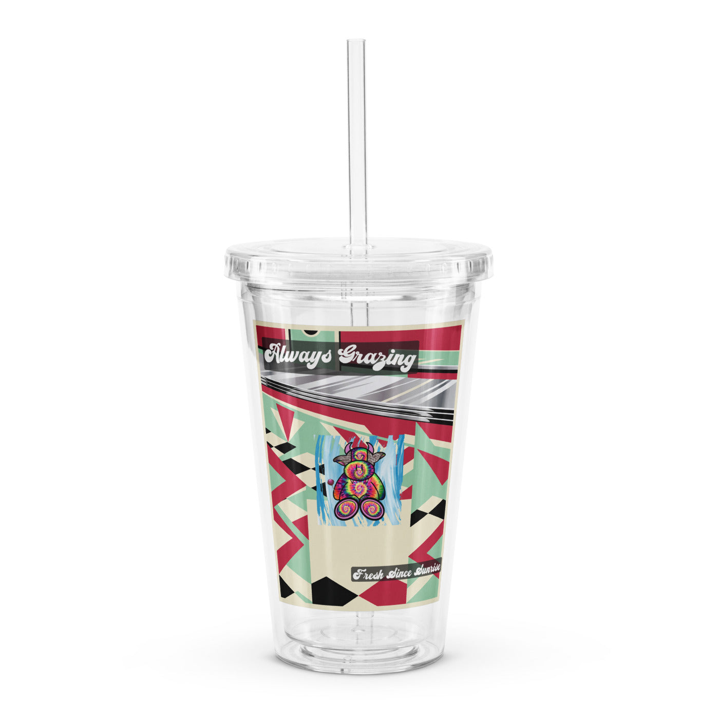 Pocket Cows Double Wall Clear Plastic Tumbler (16 oz) — Always Fresh — Design 716