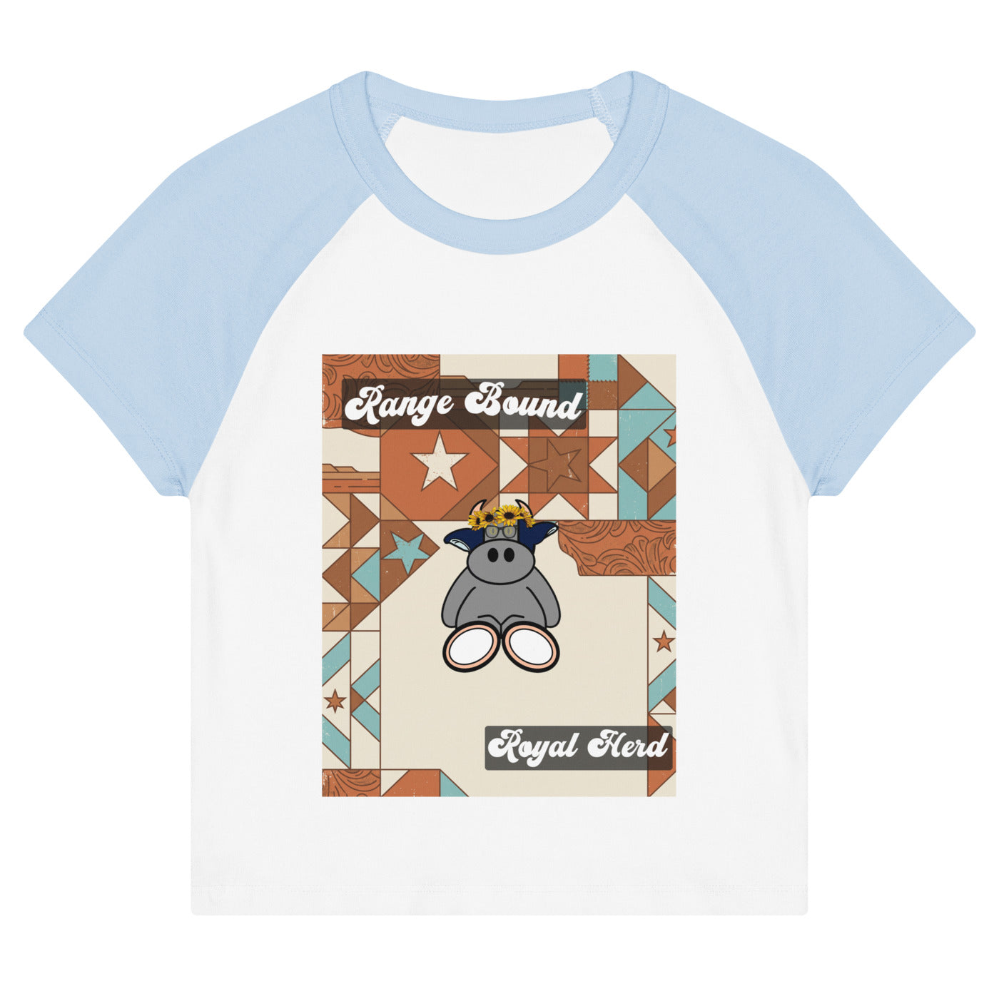 Pocket Cows Women's Micro Rib Raglan Baby Tee — Design 258