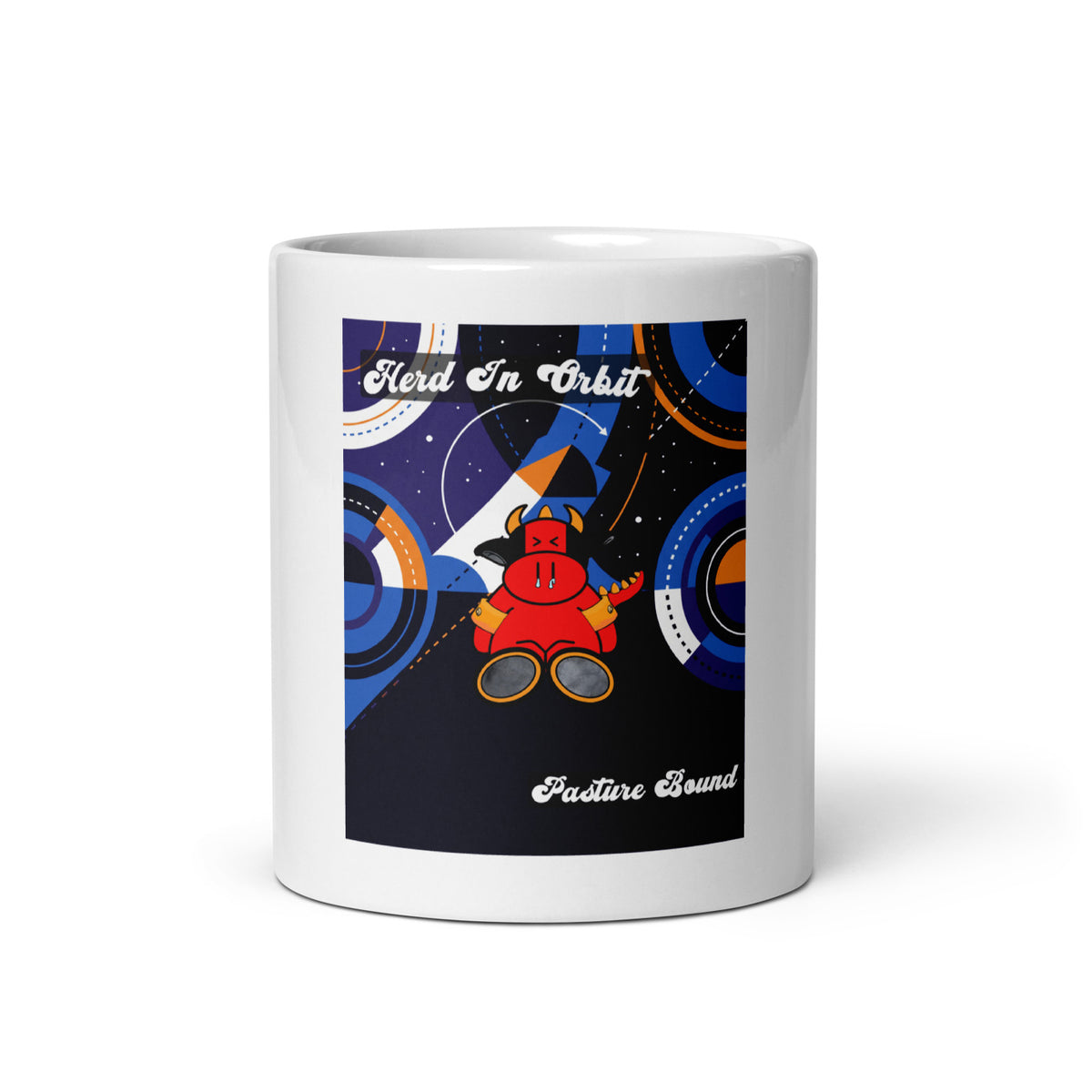 Pocket Cows White Glossy Mug — Orbit The Herd — Design 280