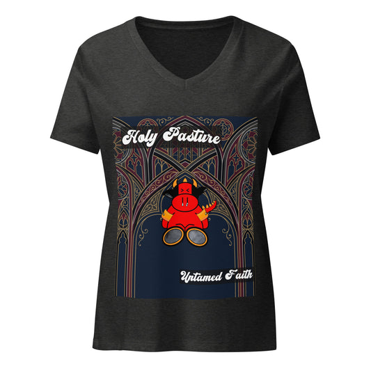 Pocket Cows Women's Relaxed V-Neck T-Shirt — Design 270