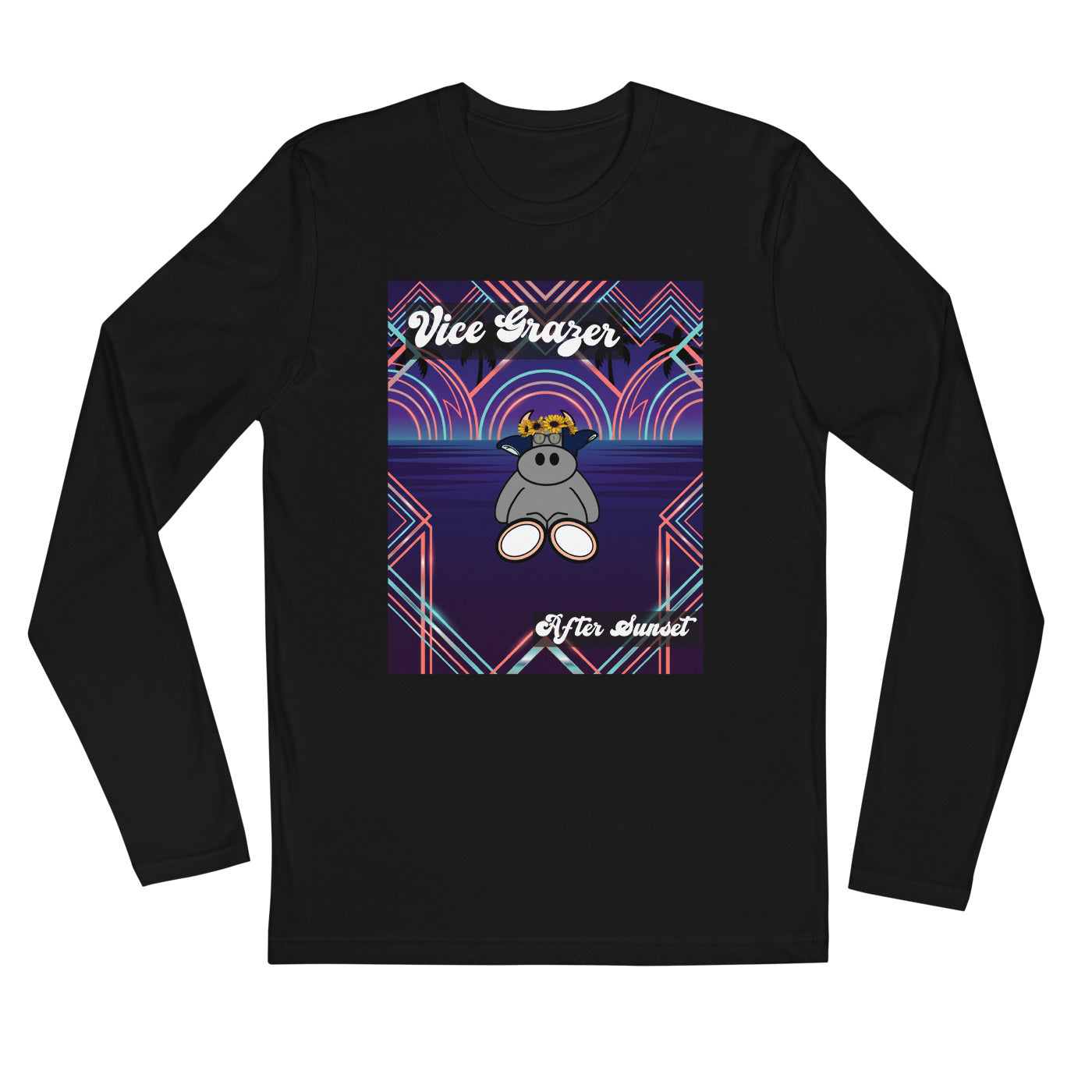 Pocket Cows Men's Fitted Long Sleeve Shirt — Design 279